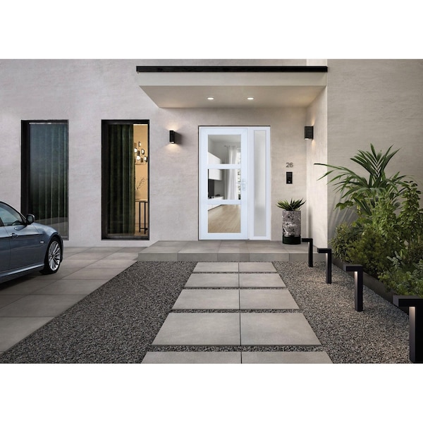 Vdomdoors Front Exterior Prehung FiberGlass Door Clear Glass See-through / Manux 8555 White Silk Clear Glass MANUX8555EXD-WS-W36+12 x H80-RH - main