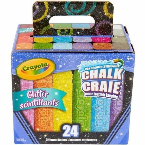 Crayola Washable Glitter Sidewalk Chalk, 24 Colors, 3PK 51-8300 - main