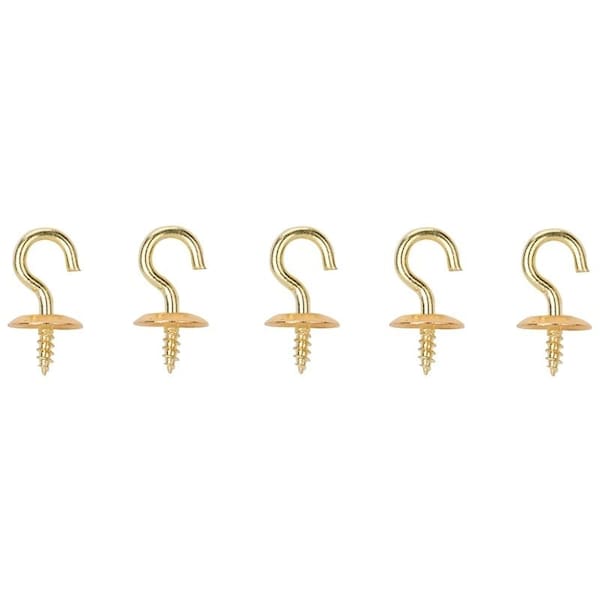Prosource Cup Hook, 3/16 in Opening, 2.5 mm Thread, 3/4 in L, Brass, Brass LR-381-PS - main