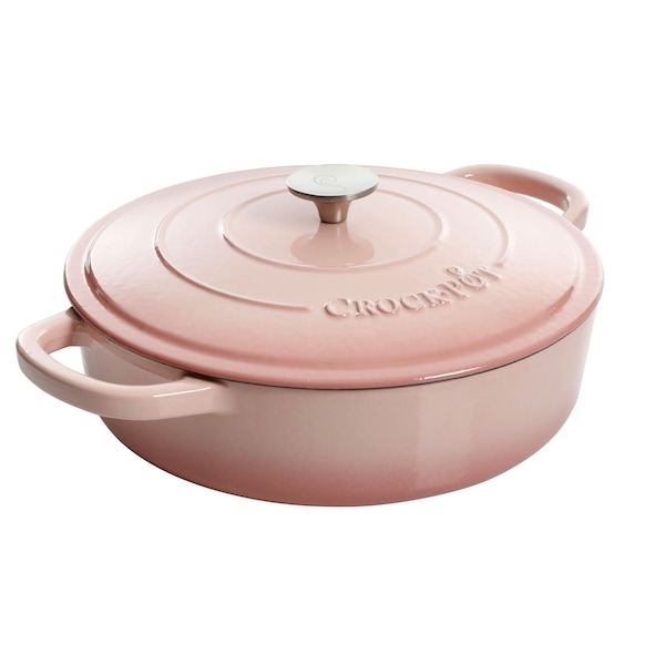 Crock-Pot Crock Pot Artisan 5 Quart Round Enameled Cast Iron Braiser Pan with Self Basting Lid in Blush Pink 125300.02R - main