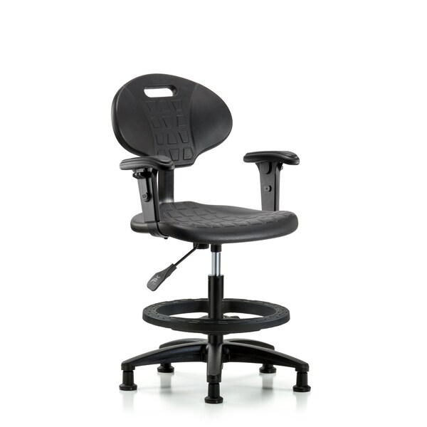 Blue Ridge Ergonomics Erie Med Bench Chair, AA, BF, Glides, 2-Way Adjustable, 19" to 27" Height, Black; Blue BR-TPMBCH-RG-A1-BF-RG - main