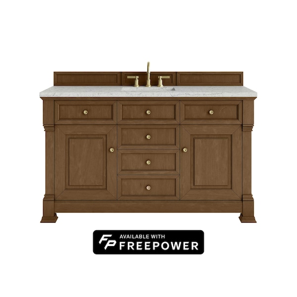 James Martin Vanities Brookfield 60 in. Single Vanity, Honey Oak w/3 CM Eternal Jasmine Pearl Silestone Top 547-V60S-HNO-FEJP - main