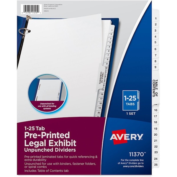 Avery Dividers, Legal, Sidetab, 1-25 25PK AVE11370 - main