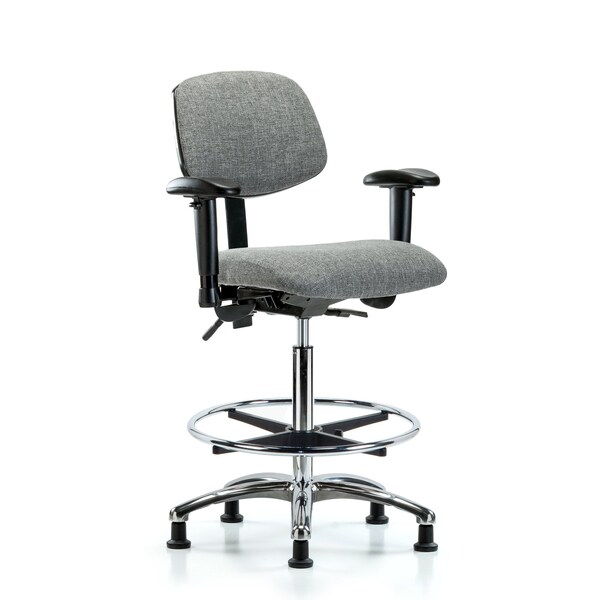 Blue Ridge Ergonomics High Bench Chair Chair, Fab, Hi Ben, Chr Tilt AA CF Gld, Gry, Adjustable Arms, 26" to 35-1/2" Height BR-FHBCH-CR-T1-A1-CF-RG-F44 - main
