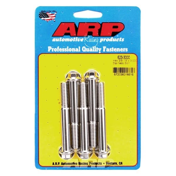 Arp 623-3000 0.37-16 x 3 in. Stainless Steel 6 Point Bolt Kit - Set of 5, 5PK ARP623-3000 - main