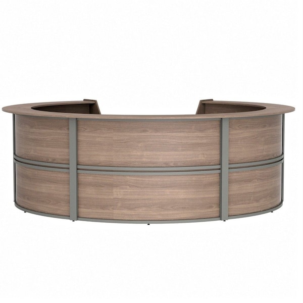 Linea Italia Reception Desk 11.1 ft D X 46 in H, 11.8 ft W X Thermofused Laminate, Walnut ZUI299 - main