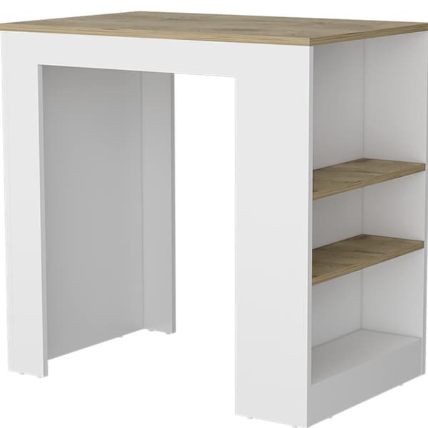 Homeroots 36in Oak and White Wood Kitchen Island With Storage 526160 - main