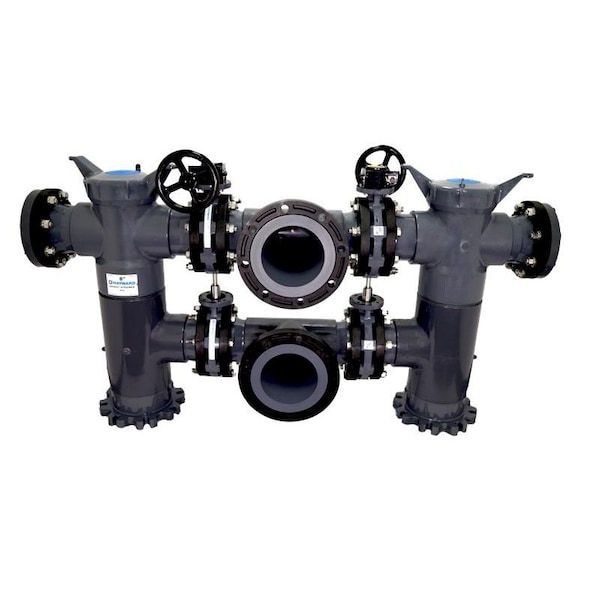 Hayward Flow Control 8in DB Series Linear Loop Flow Duplex Basket Strainer in CPVC with FPM Seals DB2080AFV031018 - main