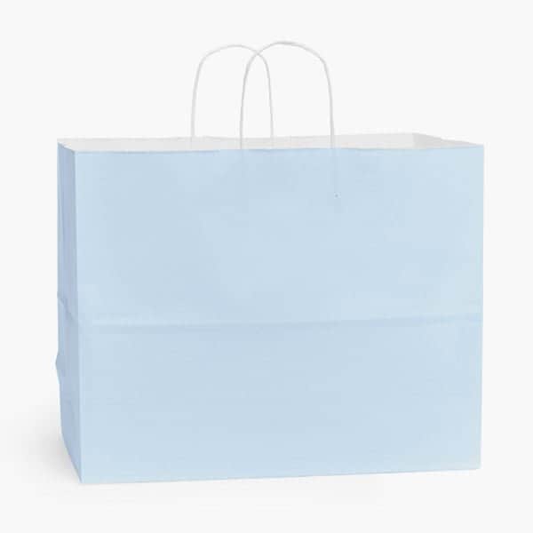 Nashville Wraps Light Blue White Kraft Shopping Bags, Vogue 16x6x12, 250PK LBBVW - main