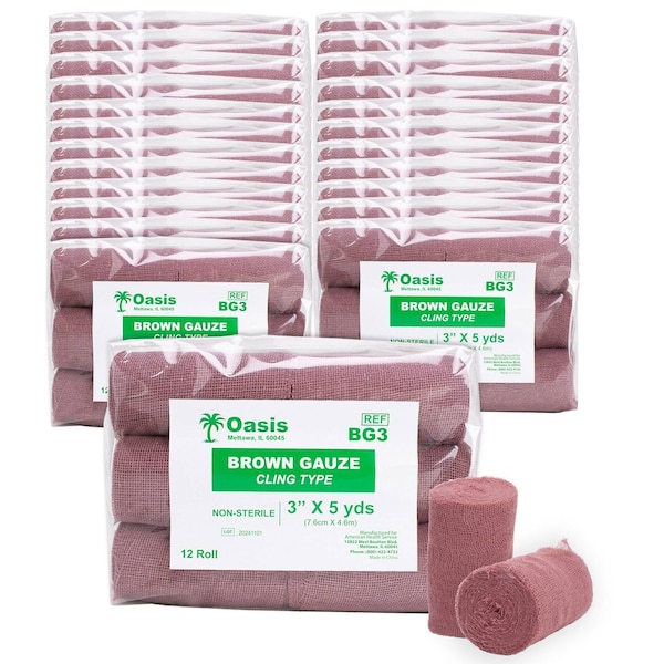 Oasis Brown Gauze Rolls, 3"x5 Yards, 288PK BG3 - main