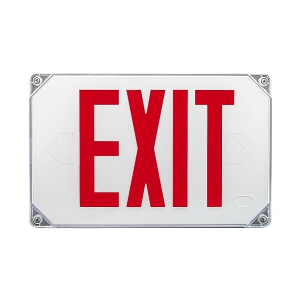 Keystone Exit Sign | Thermo Plastic | Style 2 | Wet Rated | White Color | Single or Double Facing | Red Lette KT-EX-TP2-WH3RL-SD - main