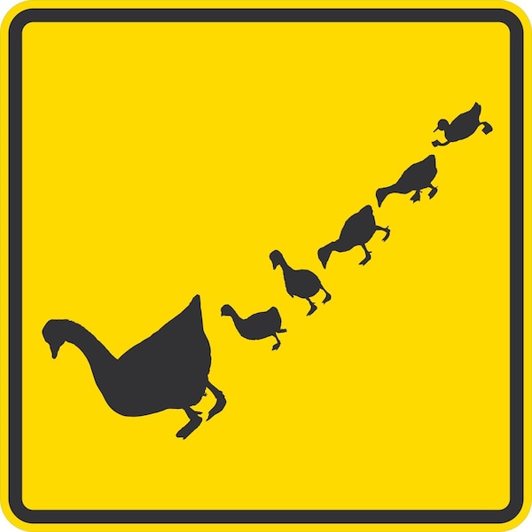 Lyle Duck with Duckling Crossing Symbol, 24x24, High Intensity Prismatic, Yellow G-13103-HI_24x24 - main