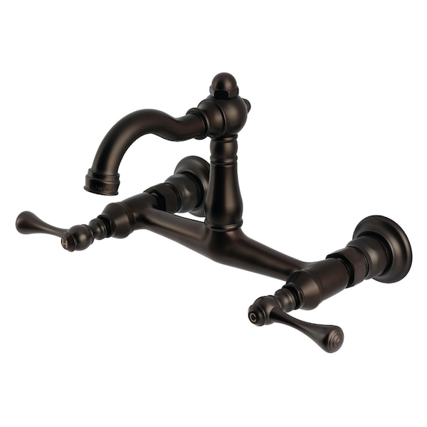Kingston Brass Two-Handle Wall Mount Bridge Kitchen Faucet, Oil Rubbed Bronze KS3255BL - main