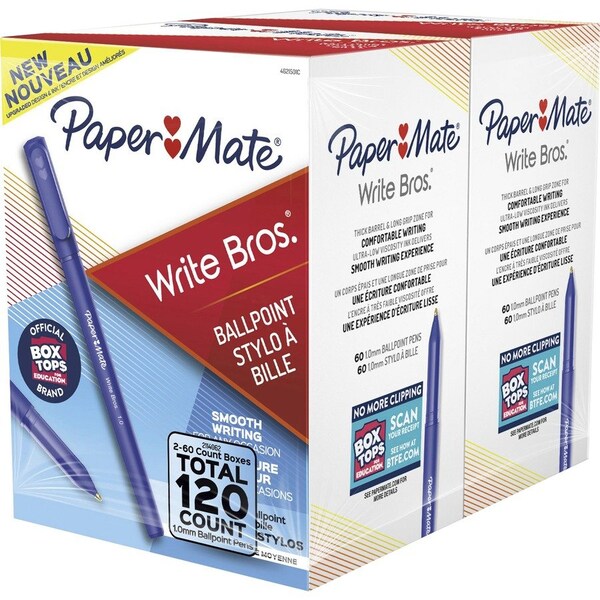 Sanford Paper Mate, WRITE BROS. STICK BALLPOINT PEN, MEDIUM 1 MM, BLUE INK/BARREL, 120PK 2096478 - main