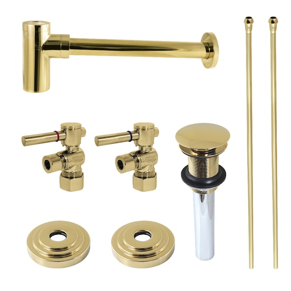 Kingston Brass Plumbing Sink Trim Kit with Bottle Trap and Overflow Drain, Polished Brass CC53302DLTRMK2 - main