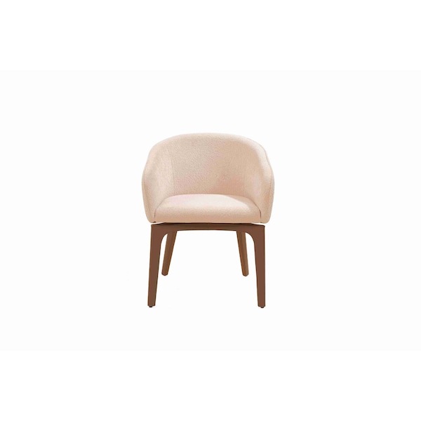 Homeroots Taupe and Brown Boucle And Faux Leather Dining Arm Chair 719110 - main