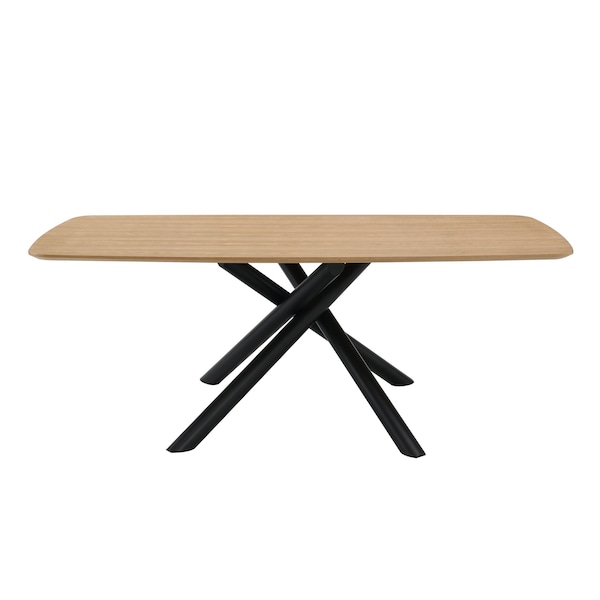 Homeroots 79" Natural and Black Wood and Iron Cross Leg Base Dining Table 631299 - main