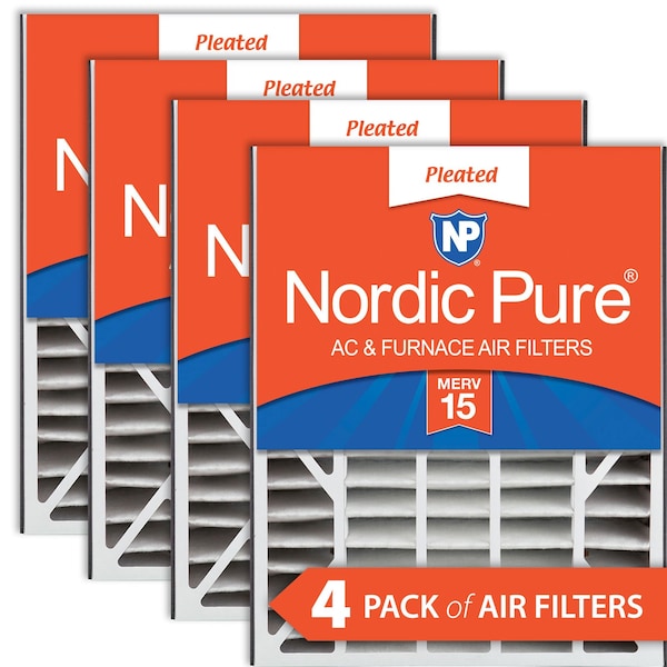Nordic Pure 20x25x5 Pleated Air Filter, High Capacity, Electrostatically Charged Synthetic Media, MERV 15, 4 PK 20x25x5ABM15-4 - main
