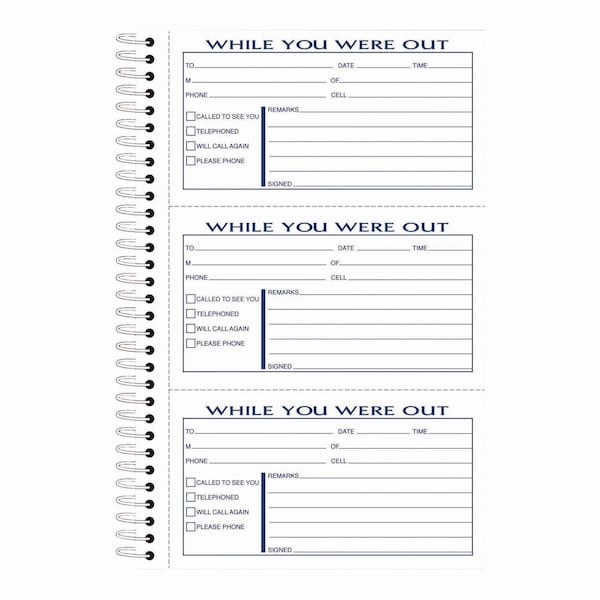Adams Business Forms While You Were Out Messages Book, Two-Part Carbonless, 5 x 2.83, 3 Forms/Sheet, 300 Forms Total SC8603D - main