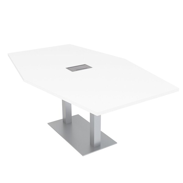 Skutchi Designs Hexagon Conference Table With Power, 48 in W, 84 in L, White HAR-HEX.IR-48X84-DOU-W960-ESIL - main