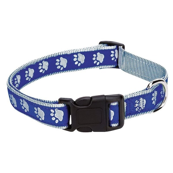 Casual Canine Dog Collar, 18 to 26 in L Collar, 1 in W Collar, Nylon, Blue, Two Tone Paw Print ZA8871 18 19 - main