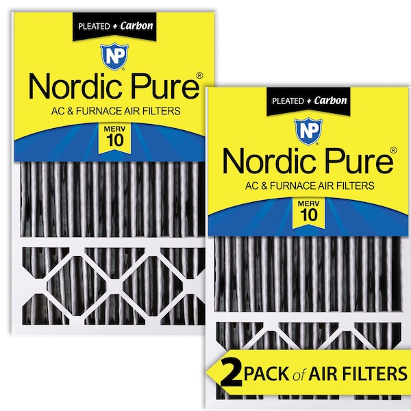 Nordic Pure 16x25x5 Plus Carbon Pleated Air Filter, High Capacity, MERV 10, 2 PK 16x25x5HPM10C-2 - main