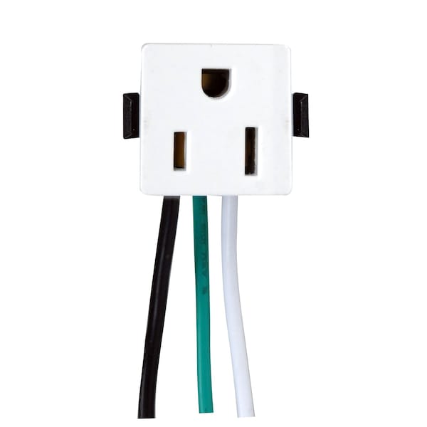 Satco 3 Wire 2 Pole Snap-In Convenience Outlet Opening Size: 1in x 1in x 1in Rated: 15A-125V 80/1408 - main