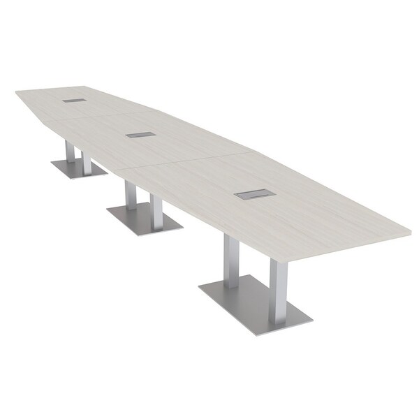 Skutchi Designs Hexagon Conference Table With Power Unit, 48 in W, 192 in L, Ivory HAR-HEX.IR-48X192-DOU-K458-ESIL - main