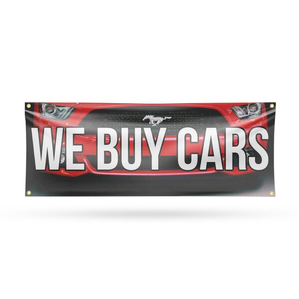 Signmission We Buy Cars, 18 Inch x 48 Inch, Vinyl Banner B-30923 - main