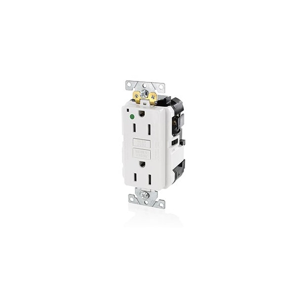 Leviton Self-Test GFCI Receptacle, Lev-Lok, 15 Amp, 125 VAC, 5-15R NEMA MGFN1-HGW - main