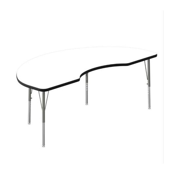 Correll Kidney HPL Activity Table, 72 in W, 36 in L, 19 in to 29 in H, Particleboard, White A3672-KID-36-14-09 - main