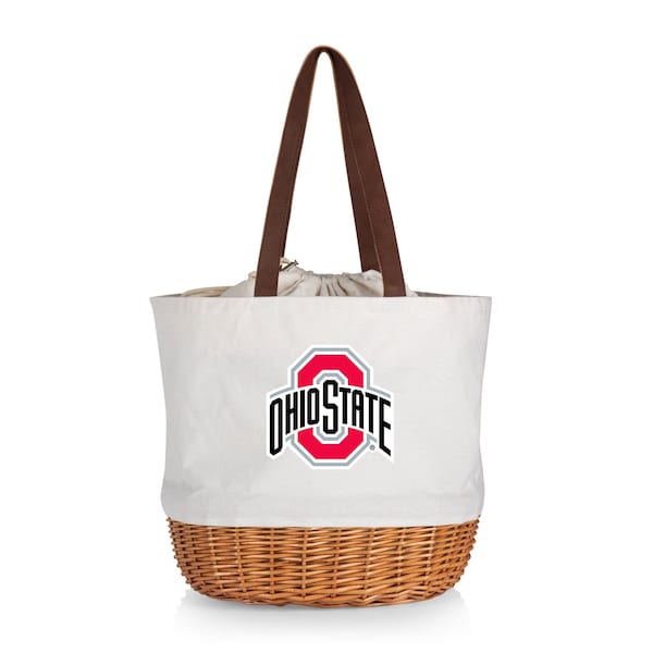 Picnic Time Family Of Brands NCAA Ohio State Buckeyes Coronado Canvas and Willow Basket Tote - Picnic Bag 203-00-187-444-0 - main