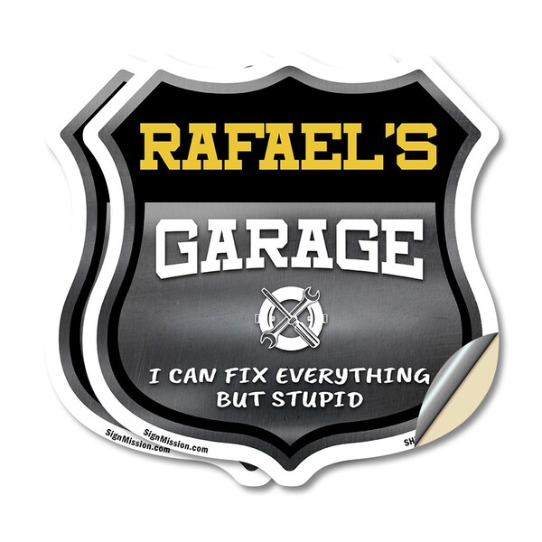 Signmission Rafael's Garage I Can Fix Everything But Stupid, 18 inch X 18 inch, Vinyl Decal, 2PK SHI-D-2PACK-18-490-RAFAEL - main