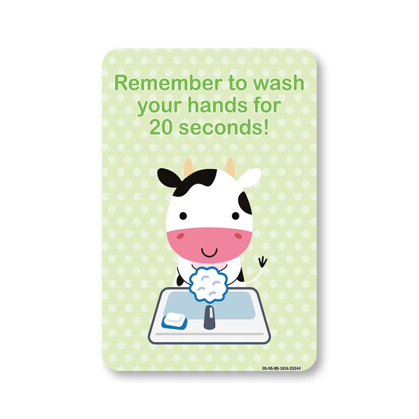 Signmission PSA Remember To Wash Your Hands For 20 Seconds 14in X 10in Peel N Stick Wall Graphic, RD-1014-25344 OS-NS-RD-1014-25344 - main