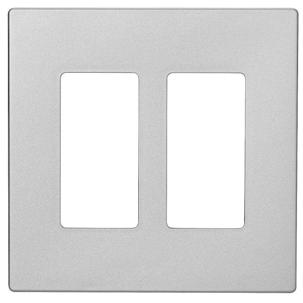 Eaton Wiring Devices PJ Wallplate, 4.87 in L, 4.94 in W, 2 -Gang, Polycarbonate, Silver Granite PJS262SG-SP-L - main