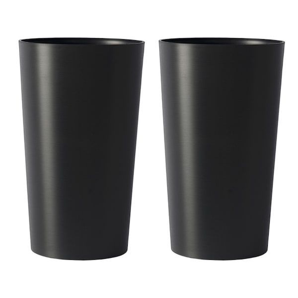 Homeroots Set of Two Black Heavy Duty Plastic Cylindrical Planter Pots 719609 - main