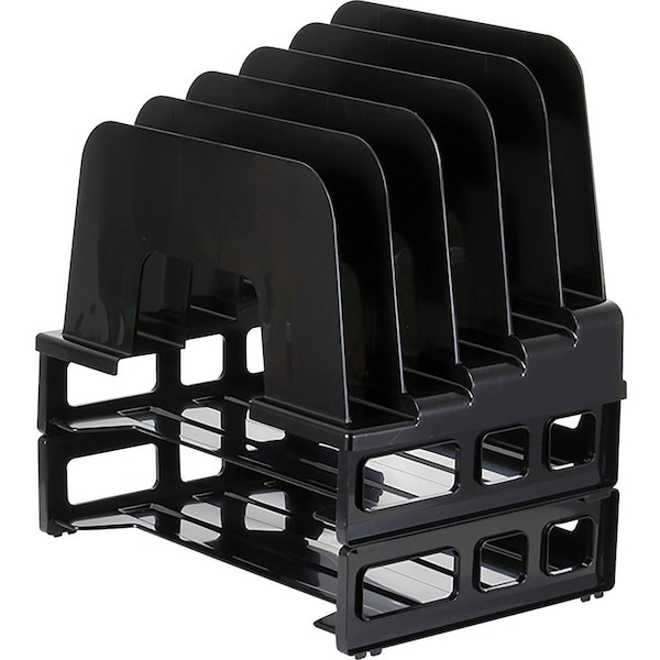 Officemate Letter Tray, Black, Plastic, 13 3/8 in W, 9 in L, 14 1/2 in H, 7 Number of Compartments 22112 - main