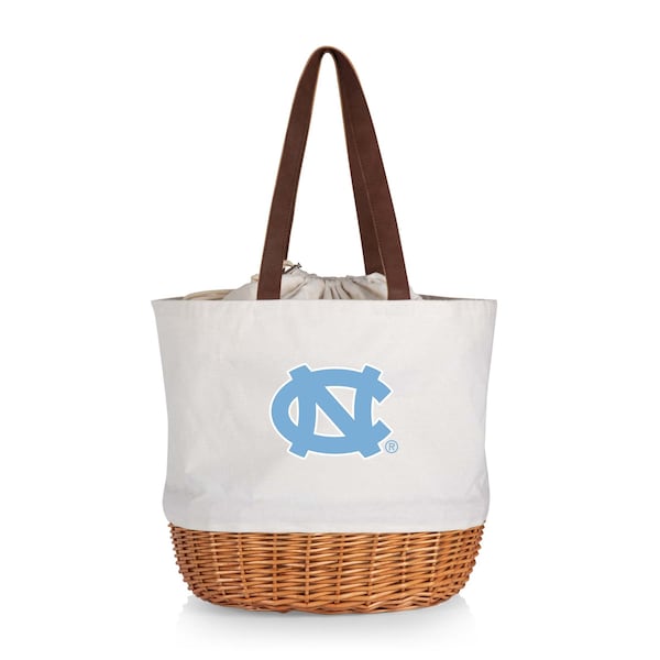 Picnic Time Family Of Brands NCAA North Carolina Tar Heels Coronado Canvas and Willow Basket Tote - Picnic Bag 203-00-187-414-0 - main
