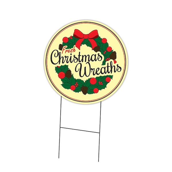 Signmission Christmas Wreaths Double Sided Corrugated Plastic Circle Yard Sign C-16-CIR-DS-WS-Christmas Wreaths - main