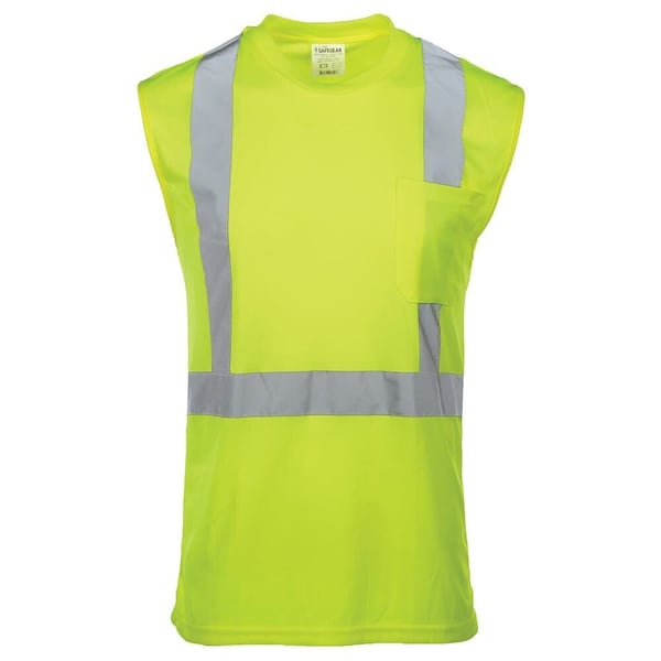 Jj Keller High Visibility T Shirt for Men, Sleeveless, ANSI Class 2 Type R, Lime, 5XL, SAFEGEAR 65137 - main