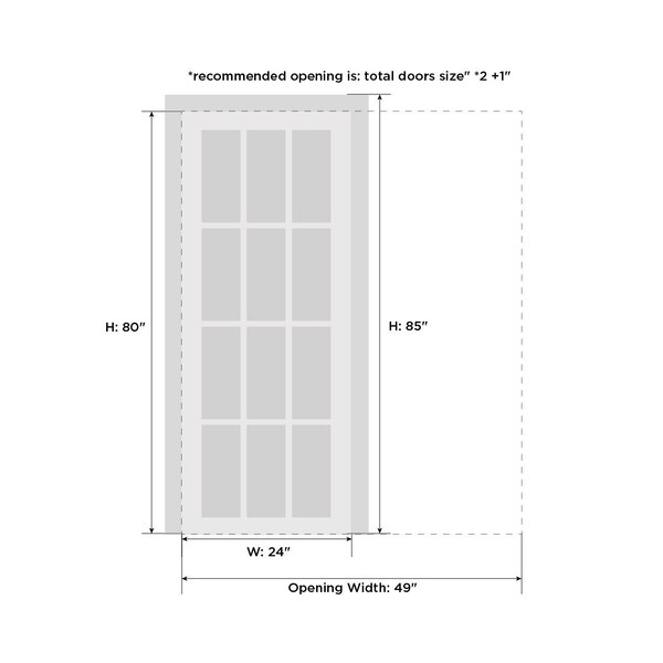 Sartodoors Pocket Interior Door, 24" x 80", White QUADRO4055PD-WS-24 - main