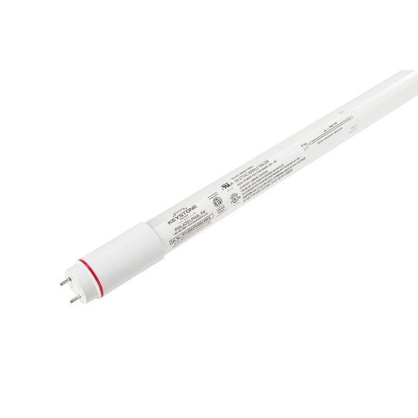 Keystone 9.2W LED T8 Tube, Glass Construction, 120-277V Input, 4 ft, 4000K, Direct Drive KT-LED9T8-48G-840-D-CP - main