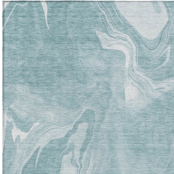 Homeroots 3' X 5' Teal Blue And Aqua Abstract Washable Indoor Outdoor Area Rug 587488 - main