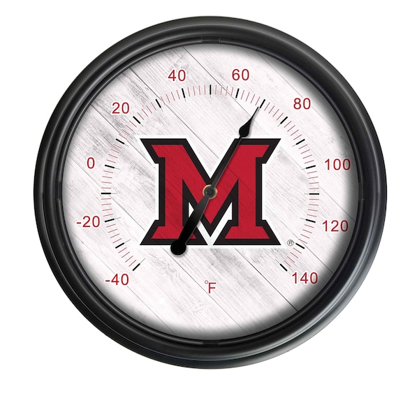 Holland Bar Stool Co Miami University (OH) Indoor/Outdoor LED Thermometer ODThrm14BK-08Mia-OH - main