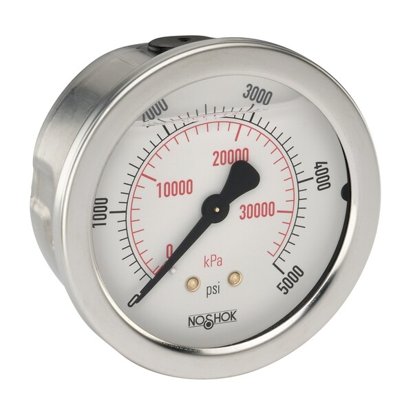 Noshok Pressure Gauge, 0 to 100 psi psi, 2-1/2 in Dial, 1/4 in NPT or 7/16 in-20 Adjustable NPT 25-911-100-psi/kg/cm2 - main