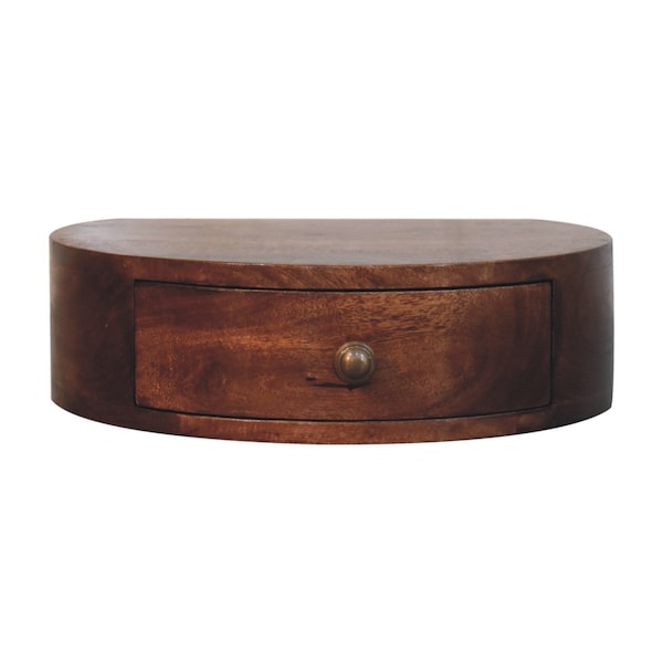 Homeroots 4" Brown Solid Wood Round One Drawer Nightstand 651765 - main