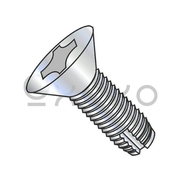 Oxoxo 6-32X5/8 Phillips Flat Thread Cutting Screw Type 1 Fully Threaded Zinc, 10000PK 114376 - main