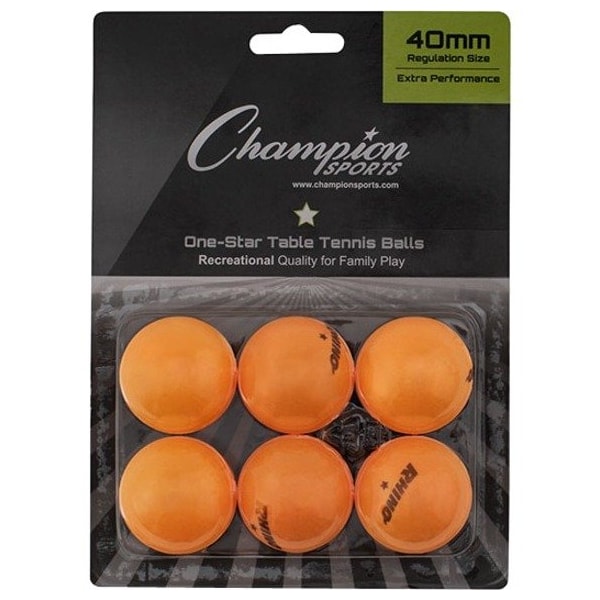 Champion Sports 1STAR6OR 8 x 5.75 x 1.5 in. 1 Star Table Tennis; Orange - 6 per Pack 1STR6OR - main