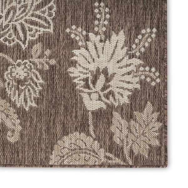 Homeroots 9' X 12' Brown And Ivory Floral Indoor Outdoor Area Rug 551366 - main