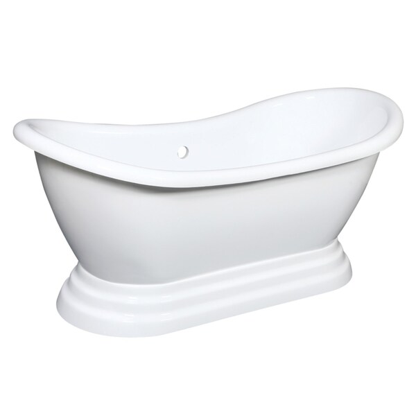 Kingston Brass 60" Acrylic Oval Double Slipper Pedestal Tub, No Faucet Drillings, Glossy White VTPDS602827 - main
